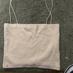 ZARA SPORTS BRA BEIGE RIBBED SIZE MEDIUM